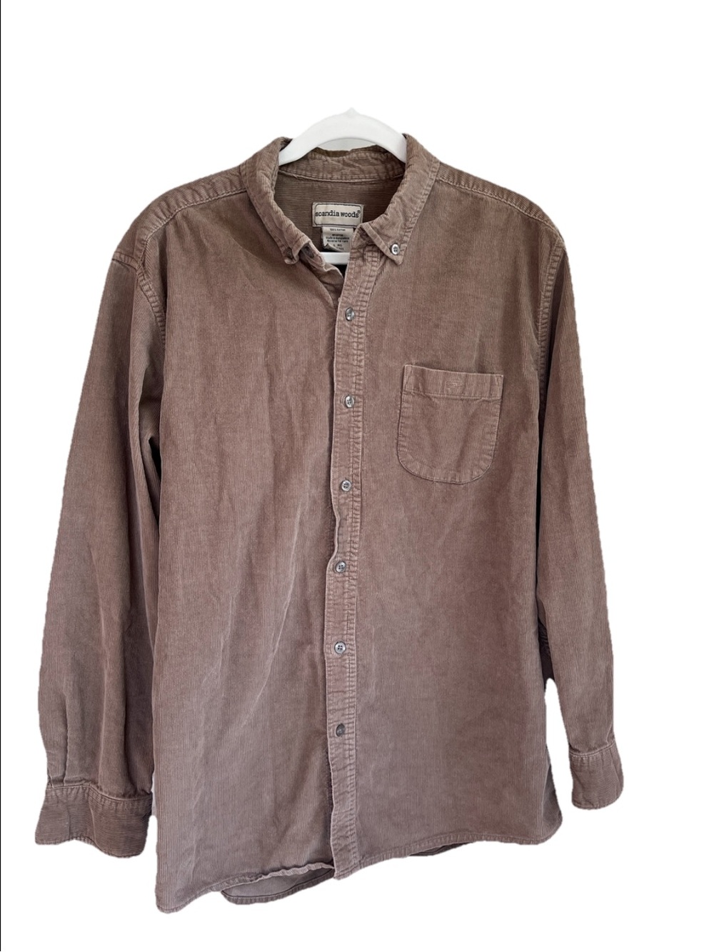 Scandia Woods Corduroy Button-Down Shirt in Brown - Casual Long Sleeve unisex